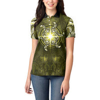 New Zealand Matariki Hiwaiterangi Women Polo Shirt Maori Moko Yellow Galaxy