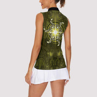 New Zealand Matariki Hiwaiterangi Women Sleeveless Polo Shirt Maori Moko Yellow Galaxy