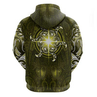 New Zealand Matariki Hiwaiterangi Zip Hoodie Maori Moko Yellow Galaxy
