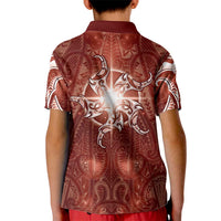 New Zealand Matariki Pohutukawa Kid Polo Shirt Maori Moko Red Galaxy