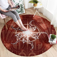New Zealand Matariki Pohutukawa Round Carpet Maori Moko Red Galaxy