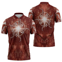 New Zealand Matariki Pohutukawa Zipper Polo Shirt Maori Moko Red Galaxy