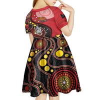 Papua New Guinea And Australia Aboriginal Kid Short Sleeve Dress Bird Of Paradise And Kangaroo Together