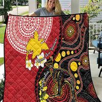 Papua New Guinea And Australia Aboriginal Quilt Bird Of Paradise And Kangaroo Together LT05 Red - Polynesian Pride