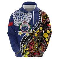 Samoa And Australia Together Zip Hoodie Aboriginal Mix Polynesian