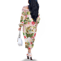 Hawaii Guinea Hula Pig Family Matching Off The Shoulder Long Sleeve Dress and Hawaiian Shirt Funny Tropical Style