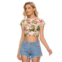 Hawaii Guinea Hula Pig Raglan Cropped T Shirt Funny Tropical Style LT05 Female Pink - Polynesian Pride