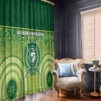 Ballantine Memorial School Window Curtain With Fijian Tapa Pattern