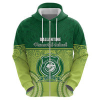 Personalised Ballantine Memorial School Zip Hoodie With Fijian Tapa Pattern