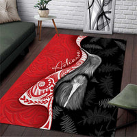 New Zealand Aotearoa Area Rug Kiwi Fern Maori Pattern Red Version