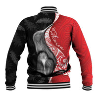 New Zealand Aotearoa Baseball Jacket Kiwi Fern Maori Pattern Red Version