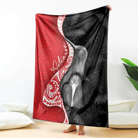 New Zealand Aotearoa Blanket Kiwi Fern Maori Pattern Red Version
