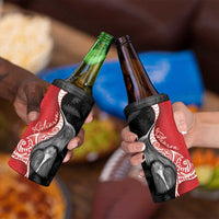 New Zealand Aotearoa 4 in 1 Can Cooler Tumbler Kiwi Fern Maori Pattern Red Version