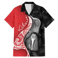 New Zealand Aotearoa Family Matching Mermaid Dress and Hawaiian Shirt Kiwi Fern Maori Pattern Red Version