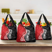 New Zealand Aotearoa Grocery Bag Kiwi Fern Maori Pattern Red Version