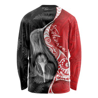 New Zealand Aotearoa Long Sleeve Shirt Kiwi Fern Maori Pattern Red Version