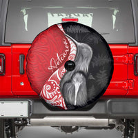New Zealand Aotearoa Spare Tire Cover Kiwi Fern Maori Pattern Red Version