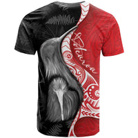New Zealand Aotearoa T Shirt Kiwi Fern Maori Pattern Red Version