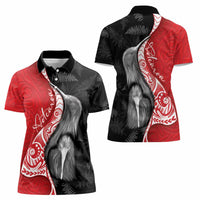 New Zealand Aotearoa Women Polo Shirt Kiwi Fern Maori Pattern Red Version