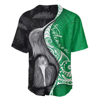 New Zealand Aotearoa Baseball Jersey Kiwi Fern Maori Pattern Green Version LT05 - Polynesian Pride