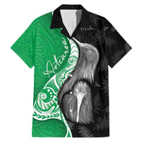 New Zealand Aotearoa Family Matching Mermaid Dress and Hawaiian Shirt Kiwi Fern Maori Pattern Green Version