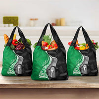 New Zealand Aotearoa Grocery Bag Kiwi Fern Maori Pattern Green Version