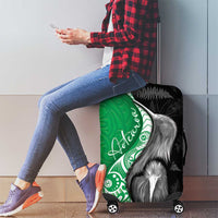 New Zealand Aotearoa Luggage Cover Kiwi Fern Maori Pattern Green Version