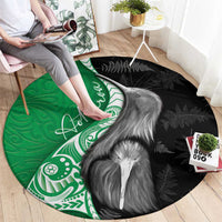 New Zealand Aotearoa Round Carpet Kiwi Fern Maori Pattern Green Version