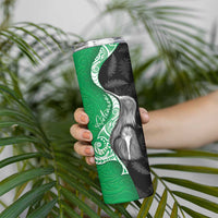 New Zealand Aotearoa Skinny Tumbler Kiwi Fern Maori Pattern Green Version