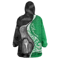 New Zealand Aotearoa Wearable Blanket Hoodie Kiwi Fern Maori Pattern Green Version