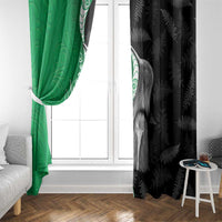New Zealand Aotearoa Window Curtain Kiwi Fern Maori Pattern Green Version