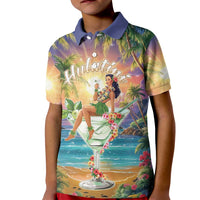 Aloha Hawaii Kid Polo Shirt Hula Martini Tropical Vibes - Polynesian Pride