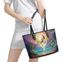 Aloha Hawaii Leather Tote Bag Hula Martini Tropical Vibes - Polynesian Pride