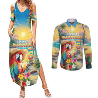 Hawaii Parrot Couples Matching Summer Maxi Dress and Long Sleeve Button Shirt Im Not Waiting Till 5 Oclock