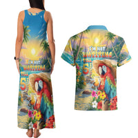 Hawaii Parrot Couples Matching Tank Maxi Dress and Hawaiian Shirt Im Not Waiting Till 5 Oclock - Polynesian Pride