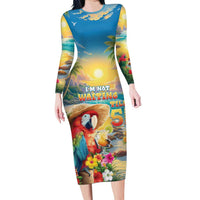 Hawaii Parrot Long Sleeve Bodycon Dress Im Not Waiting Till 5 Oclock
