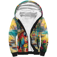 Hawaii Parrot Sherpa Hoodie Im Not Waiting Till 5 Oclock - Polynesian Pride