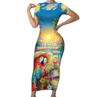 Hawaii Parrot Short Sleeve Bodycon Dress Im Not Waiting Till 5 Oclock LT05 Long Dress Colorful - Polynesian Pride