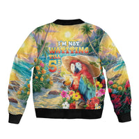 Hawaii Parrot Sleeve Zip Bomber Jacket Im Not Waiting Till 5 Oclock - Polynesian Pride