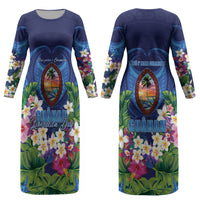 Guam Liberation Day Couples Matching Long Sleeve Bodycon Dress and Long Sleeve Button Shirt Pas Para I Chamoru LT05 - Polynesian Pride
