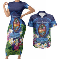 Guam Liberation Day Couples Matching Short Sleeve Bodycon Dress and Hawaiian Shirt Pas Para I Chamoru LT05 Navy - Polynesian Pride