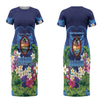 Guam Liberation Day Couples Matching Short Sleeve Bodycon Dress and Long Sleeve Button Shirt Pas Para I Chamoru LT05 - Polynesian Pride