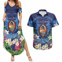 Guam Liberation Day Couples Matching Summer Maxi Dress and Hawaiian Shirt Pas Para I Chamoru LT05 Navy - Polynesian Pride