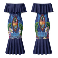Guam Liberation Day Family Matching Mermaid Dress and Hawaiian Shirt Pas Para I Chamoru LT05 Mom's Dress Navy - Polynesian Pride