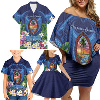 Guam Liberation Day Family Matching Off Shoulder Short Dress and Hawaiian Shirt Pas Para I Chamoru LT05 - Polynesian Pride
