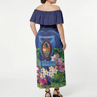Guam Liberation Day Off Shoulder Maxi Dress Pas Para I Chamoru LT05 - Polynesian Pride
