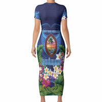 Guam Liberation Day Short Sleeve Bodycon Dress Pas Para I Chamoru LT05 - Polynesian Pride