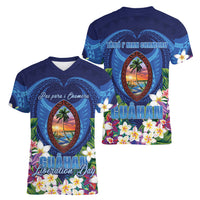 Guam Liberation Day Women V-Neck T-Shirt Pas Para I Chamoru LT05 - Polynesian Pride