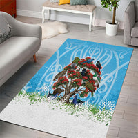 New Zealand Birds Christmas Area Rug Pohutukawa Xmas Tree LT05 - Polynesian Pride