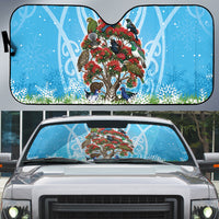 New Zealand Birds Christmas Auto Sun Shade Pohutukawa Xmas Tree LT05 Blue - Polynesian Pride